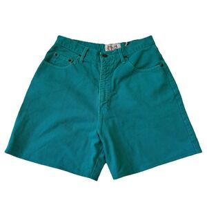 Beverley Hills B.H.D.C. Shorts Women's 9 Turquoise Cotton Hemmed Talon Zipper